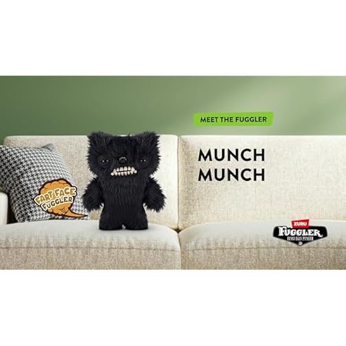 Fuggler Fart Face 9-inch Assortment Series 1 (Munch Munch – Black Long) by ZURU, Funny Ugly Monster Plush Toy